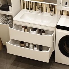 Style Line Мебель для ванной Бергамо Мини 80 подвесная белая Люкс антискрейтч Plus – фотография-17